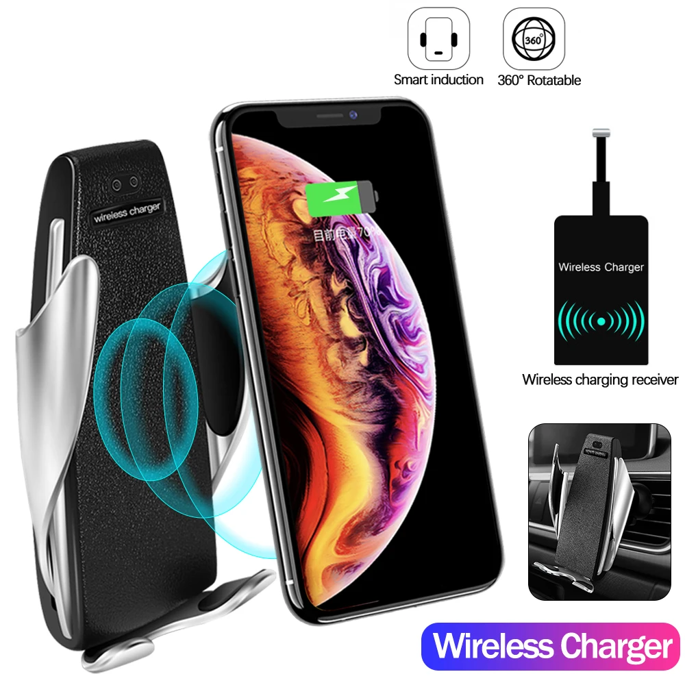 

Car bracket Automatic Clamping with QI Wireless Charger 360 Degree Rotation Car Mount Fast Charger Universal Air Vent Holder