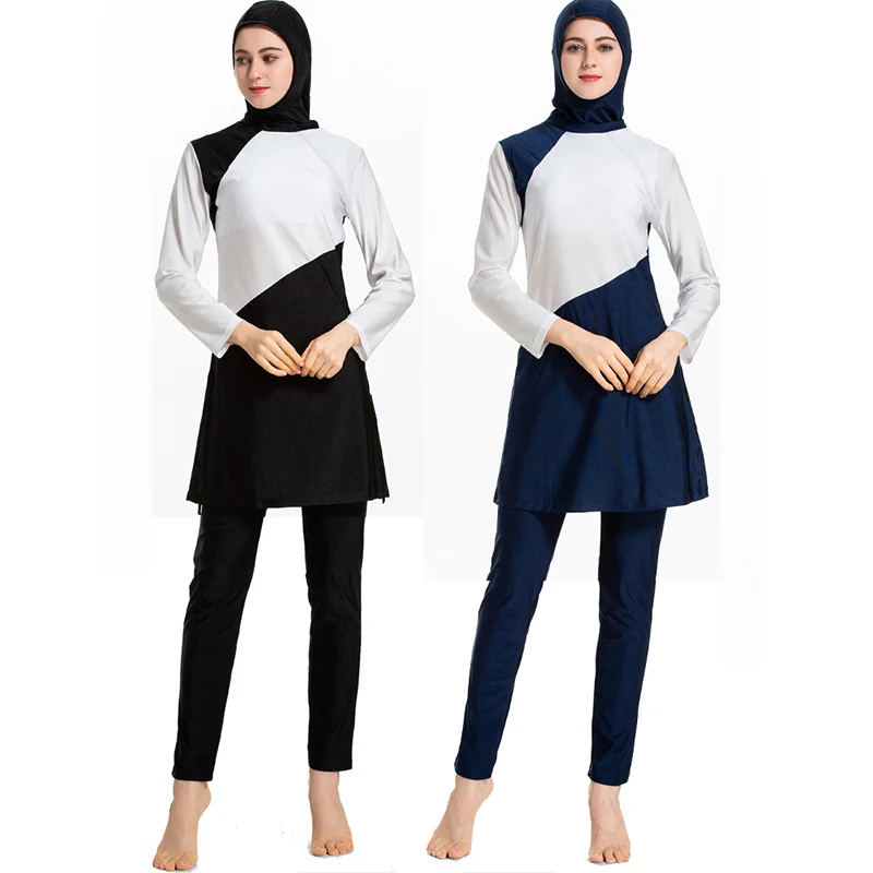 

2019 Zwemkleding Vrouwen Muslim Swimwear Women Long-sleeved Islamic with Pad Swim Wear Modest Swimwear Moslima Badpak 4XL