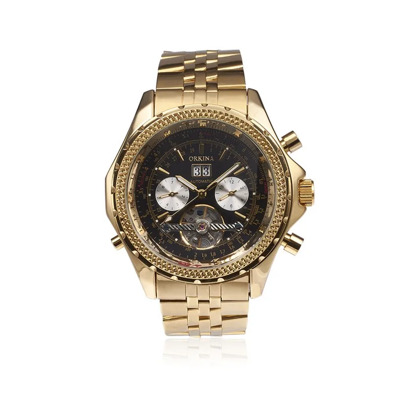 Prix pour Orkina hommes de luxe marque montres en acier inoxydable mécanique montres militaires d'affaires d'or/argent montre cadeau pour hommes Prix pour Orkina hommes de luxe marque montres en acier inoxydable mécanique montres militaires d'affaires d'or/argent montre cadeau pour hommes