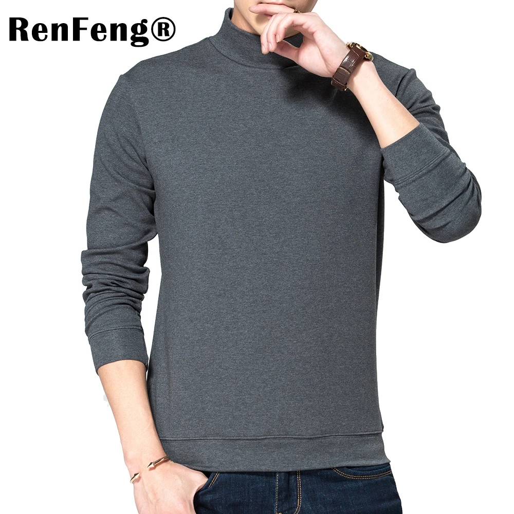 2018 Fashion Trend Autumn T Shirt Men Turtle Collar Long Sleeve T-Shirt Large Size Slim Fit Cotton Tops Tees Camisetas Male 3XL (6)
