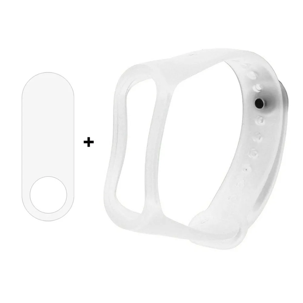 

2 In 1 Sports Semi-transparent Silicone Wristband Full Screen Coverage No Tilting Tpu Screen Protector For Xiaomi Mi Band 3