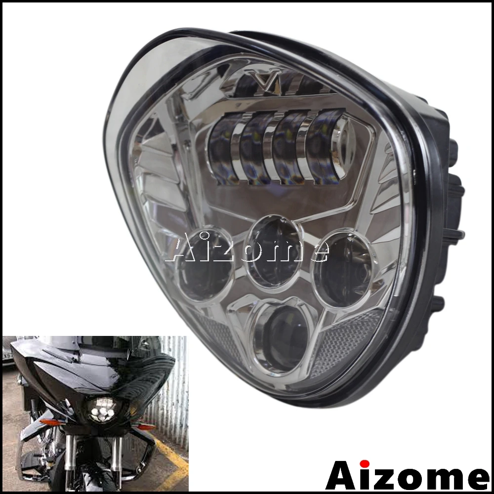 

Motorcycle LED Headlight Projector Head Light For Victory Cruisers 2007-2016 w/ Bullet Style Chrome Headlight Headlamp