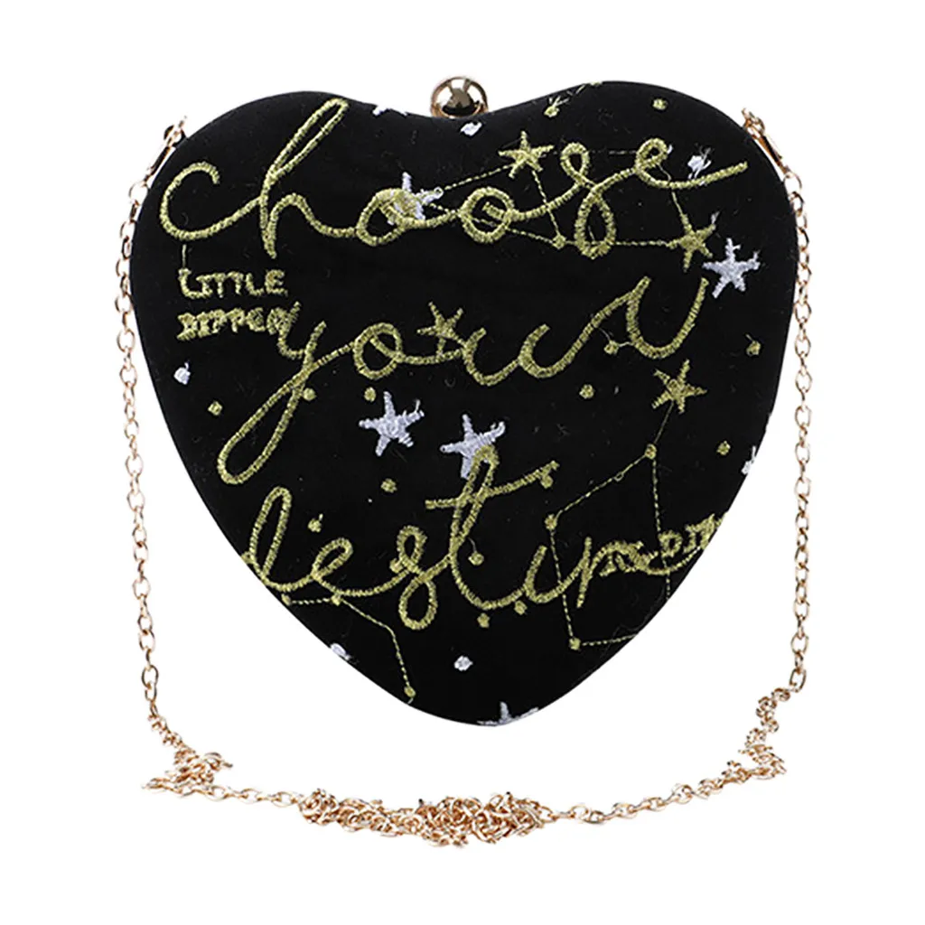 

Heart Shaped Diamonds Women Evening Bags Chain Shoulder Purse Day Clutches Evening Bags For Party Wedding #G8