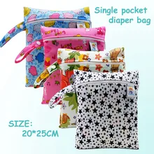 20*25CM Pororo single pocket wet bag, baby cloth diaper bag, waterproof reusable nappy bags, small size mummy dry bag wholesale