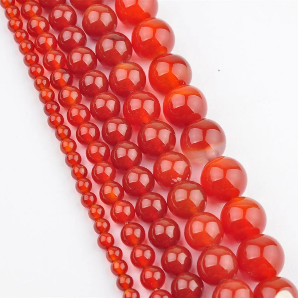 Sale 4/6/8/10/12MM Pure Crystal Orange Red Stone Beads For Jewelry