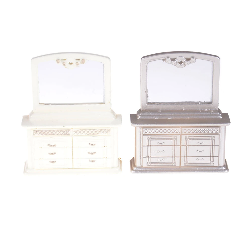 49 14 60mm dollhouse furniture toy miniature Plastic Dressing table for dolls house white pretend play