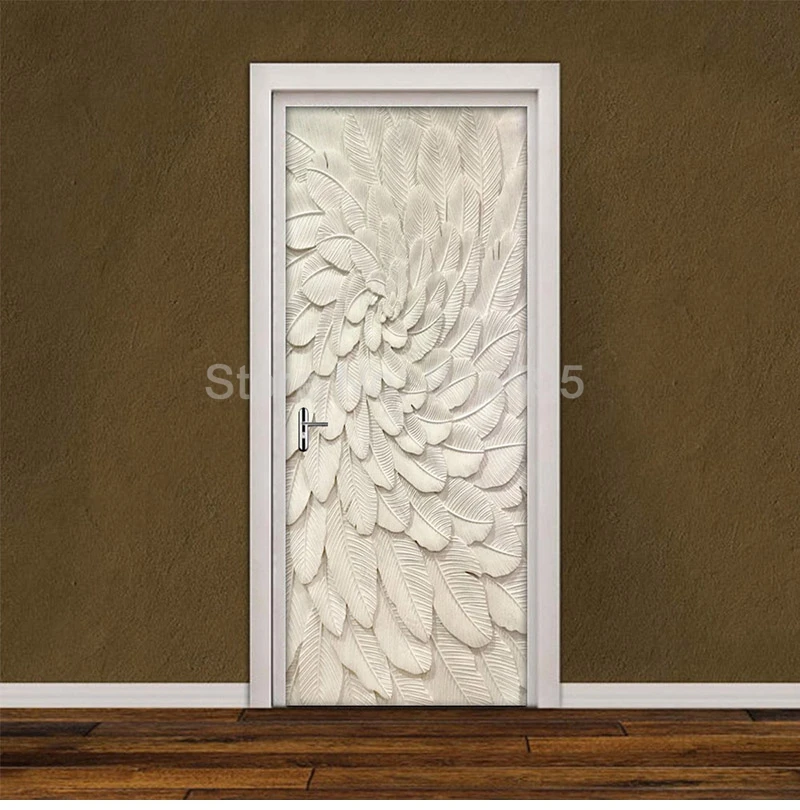 Stereoscopic gravado folhas bege porta adesivo, 3D