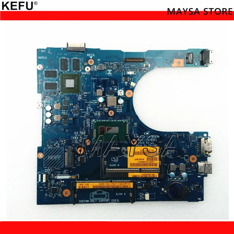 KEFU CN-0R53XF R53XF FOR Dell Inspiron 5458 5558 Laptop Motherboard AAL10 LA-B843P REV:1.0(A00) I5-4210U 920M 2G mainboard |