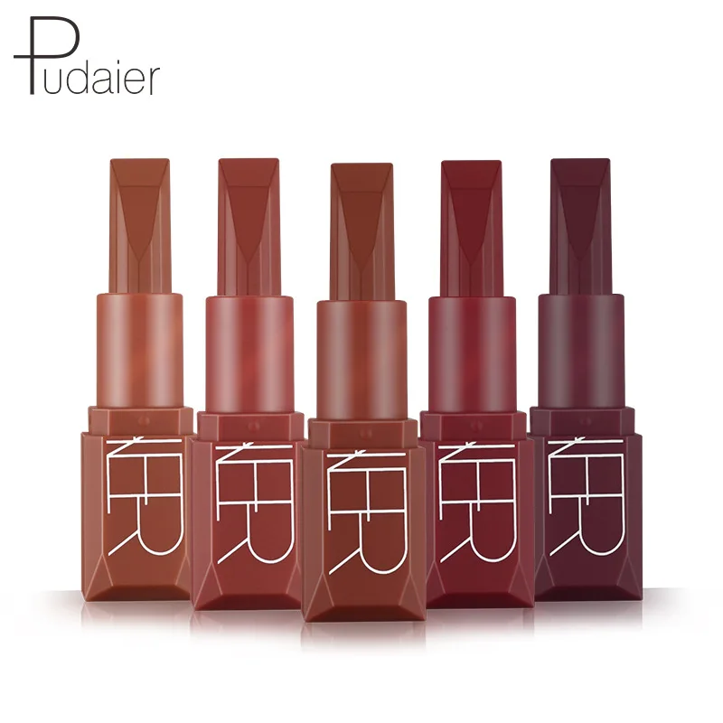 

Pudaier New Matte Liquid Lipstick 5 Colors Waterproof Velvet Nude metallic Lip gloss Tint Soft Lipgloss Lips Cosmetics