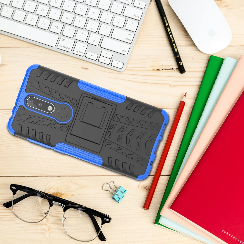 Сверхмощный чехол для Nokia 3 5 6 1 7 Plus Kickstand Armor Hybrid TPU + PC жесткий накладка X5 X6