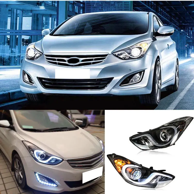 VLAND фара для фары для автомобиля Hyundai Elantra 2011- Bi-xenon объектив проектор двойной луч светодиодный DRL