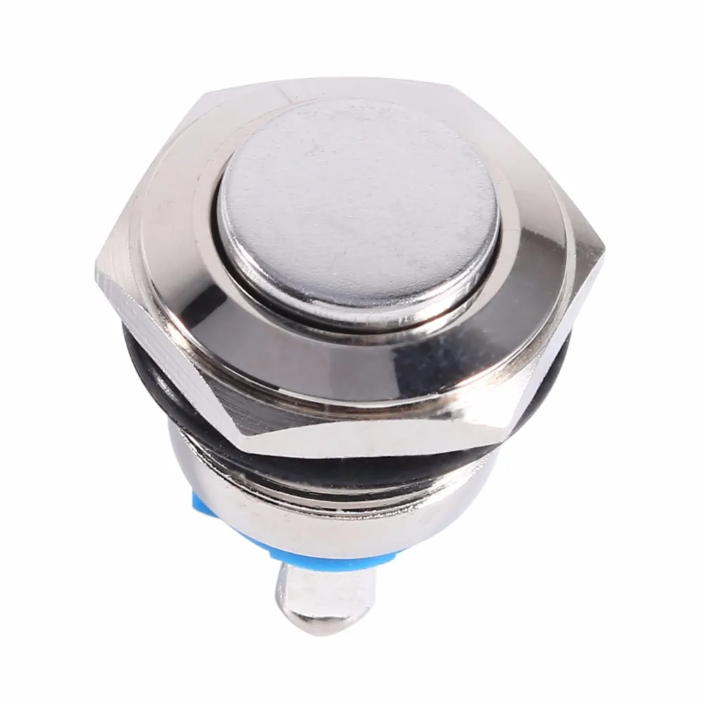 12 В 16 мм Автомобильный водонепроницаемый мгновенный металлическая кнопка включения выключения рупорный переключатель серебряная металлическая кнопка переключатель