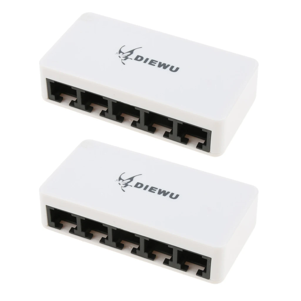 2Pcs 10/100M 5Port Micro USB Power Supply Fast Ethernet RJ45 Network Switch