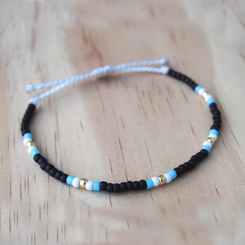 

simple seed beads friendship bracelet women Waterproof Morse Code Bracelet on Waxed Cord Inspired Adjustable Bracelet