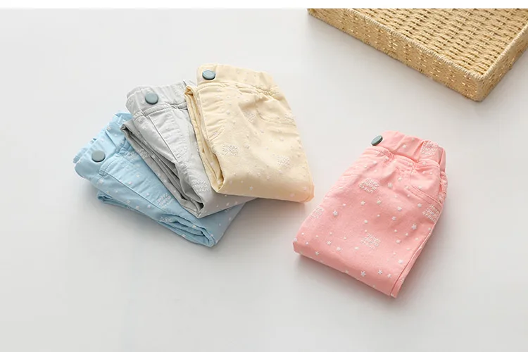 2018 3-12T Years Kids Children Cotton Solid Color Star Print Basic Elastic Capri Little Girl Tight Pants Spring Autumn Trousers (13)