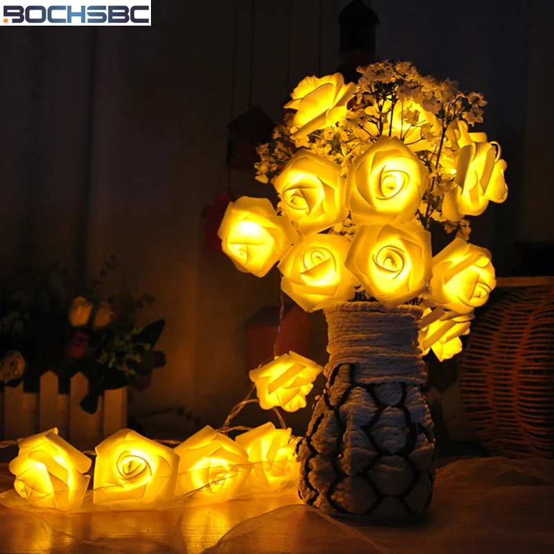 BOCHSBC Romantic Rose Flower Strip Light for Bedroom Living Room Fairy Lighting Decoration Wedding Valentine's Day BirthdayParty BOCHSBC Romantic Rose Flower Strip Light for Bedroom Living Room Fairy Lighting Decoration Wedding Valentine's Day BirthdayParty