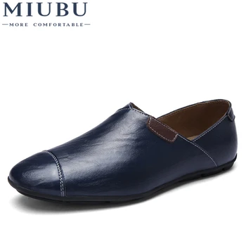 

MIUBU Fashion Italian Style Men Causal Shoes Genuine Leather Comfort Loafers Soft Outdoor Driving Shoes Footwear
