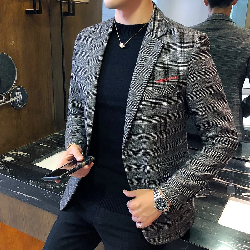 Blazer For Men Mens Plaid Blazers And Sport Coats Autumn Plaid