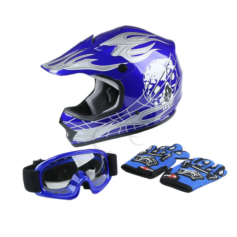 S/M/L/XL DOT Youth Kids Dirt Bike ATV Full Face шлем очки W/перчатки 6 цветов аксессуары для мотоциклов