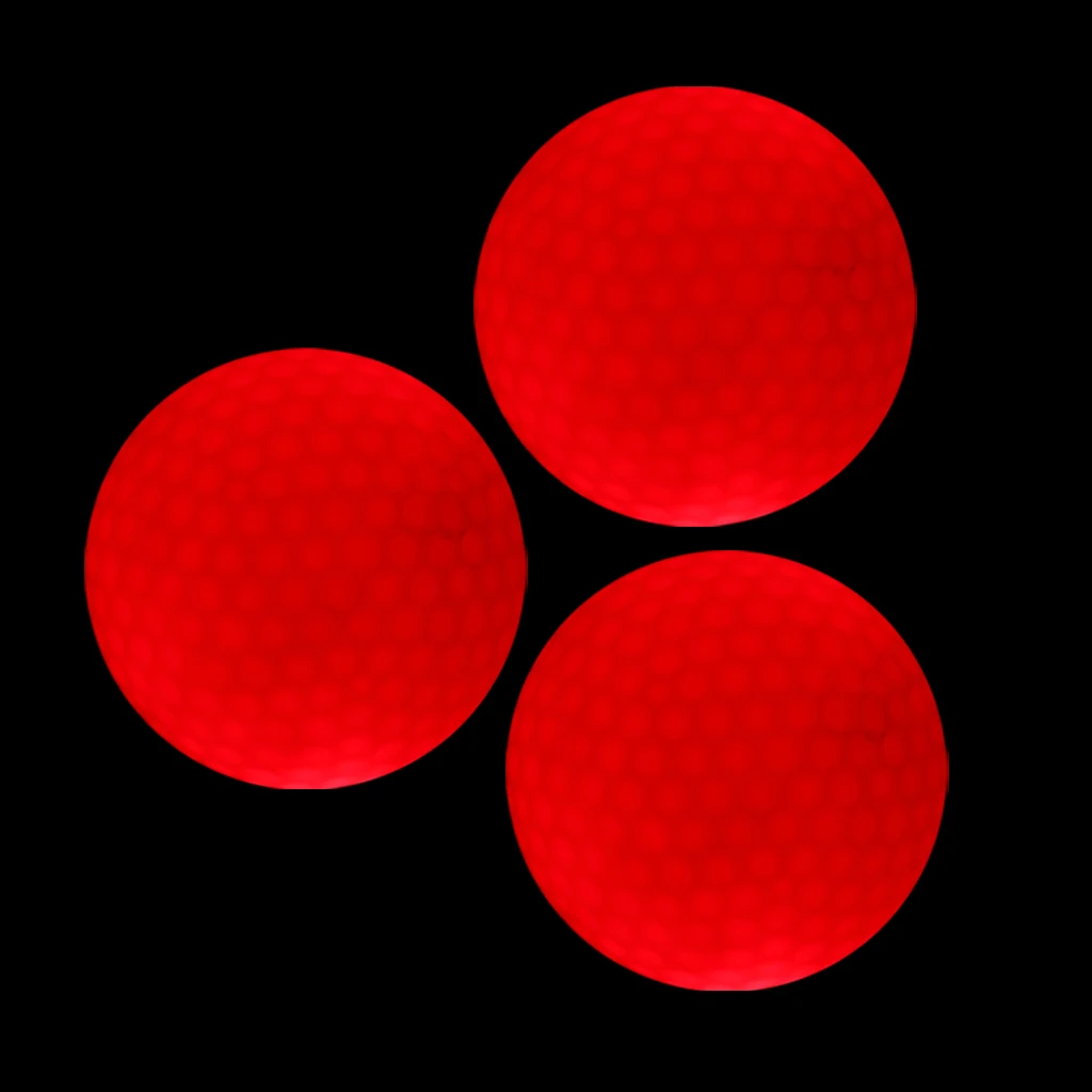 3 Pieces Glow In Dark Red LED Light Up Golf Ball Official Size Weight
