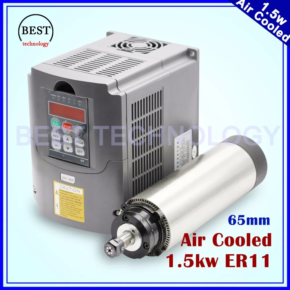 Buy 1.5kw ER11 air cooled spindle 4 bearings 65mm