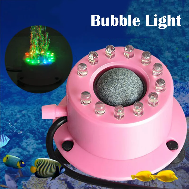 

1PC LED Aquarium Air Stone Light Connect Air Pump Mini Fish Tank Colorful Submersible Bubble Aquarium Decoration Accessories