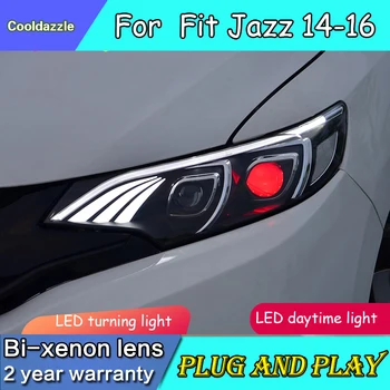 

Car Style Case For HONDA For Fit Jazz Head Lamp 2014-2016 Year Led Headlight Assembly Daytime Running Light HID Kit Xenon Bulb
