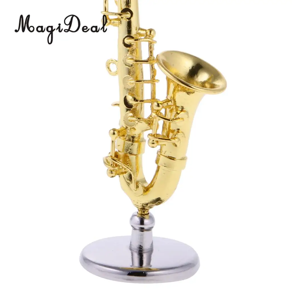 MagiDeal 1Pc Alloy Golden Miniature Saxophone for 1/12 Scale Dollhouse Bedroom Living Room Acce House Decor Child Kids Cute Toy