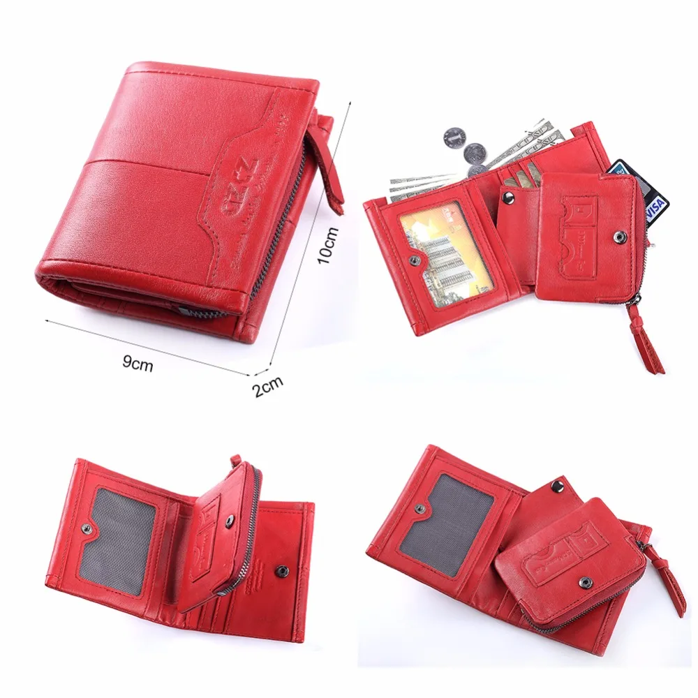 GZCZ Genuine Leather Women Wallet Female Zipper Small Walet Clamp For Money Coin Purse Card Holder Portomonee Mini Purse Rfid GZCZ Genuine Leather Women Wallet Female Zipper Small Walet Clamp For Money Coin Purse Card Holder Portomonee Mini Purse Rfid