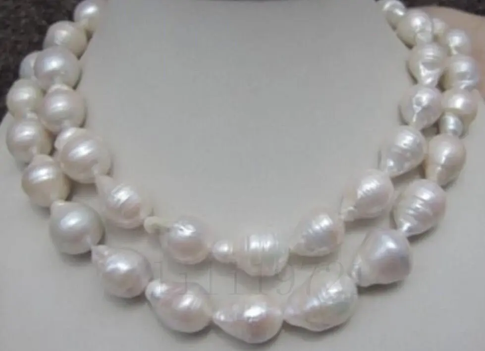 

FREE shipping>>>>HUGE 12-18MM NATURAL AAA+ SOUTH SEA WHITE BAROQUE PEARL NECKLACE 35 INCHES 6.07