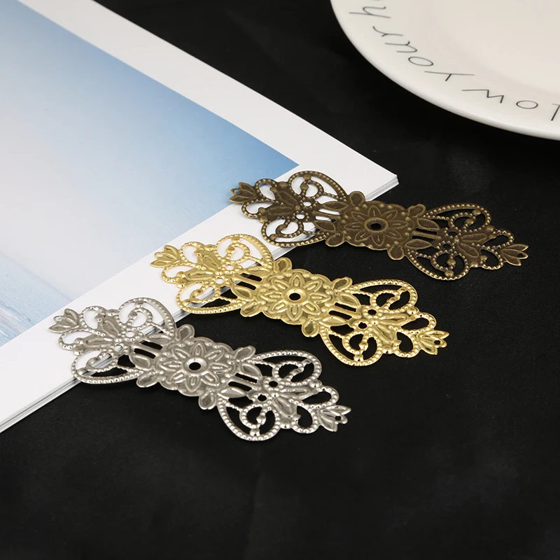 

10pcs Gold/Sliver/Bronze Plated 31x75mm Filigree Flower Wraps Connectors Metal Craft Decoration DIY Jewelry Making Findings