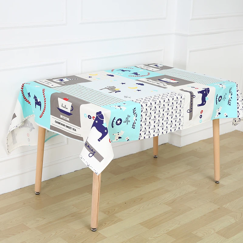 Tablecloth Print Table Cloth for Picnic Party Cotton Blue Tablecloths Rectangular Toalha De Mesa