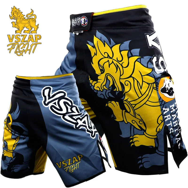 

VSZAP Kirin Boxing Fight Shorts Print MMA Shorts Boxing Trunks Fightwear Side Splits Jiu-Jitsu Pants Muay Thai Fighting Shorts