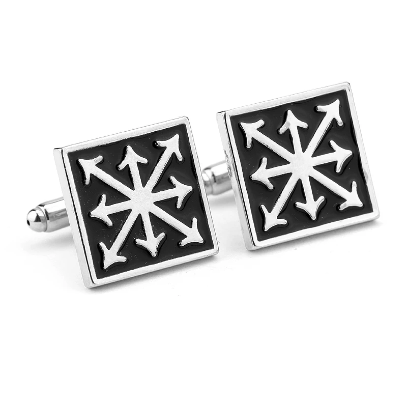 

Warhammer Chaos Star Cufflinks Vintage Square Brand Black Enamel Cuff links Fashion Game Jewelry Accessories for Men Women