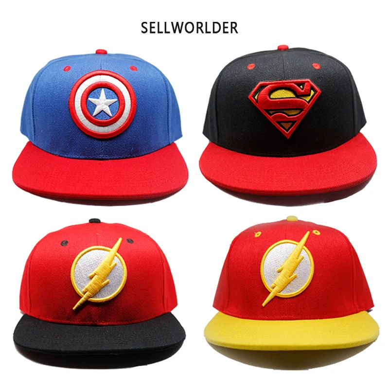 

2019 Adults Avengers Captain America Superman Flash Cartoon Character Printed Casual Hip-hop Baseball Caps