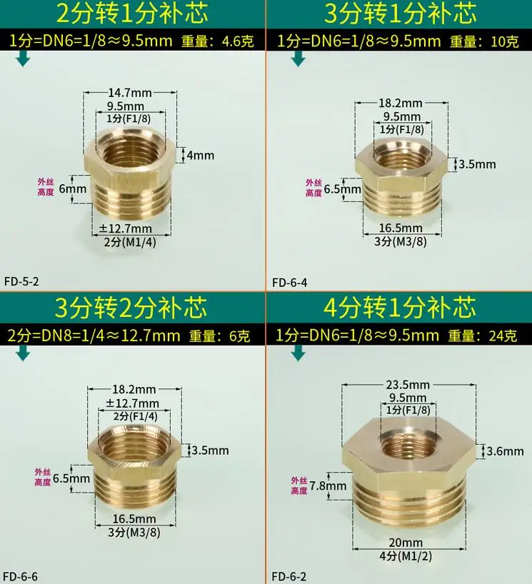 M/F 1/" 1/4" 3/" 1/2" 3/" BSP штекер-Женский сменный латунный шланговый фитинг шестигранный редуктор втулка соединитель Адаптер