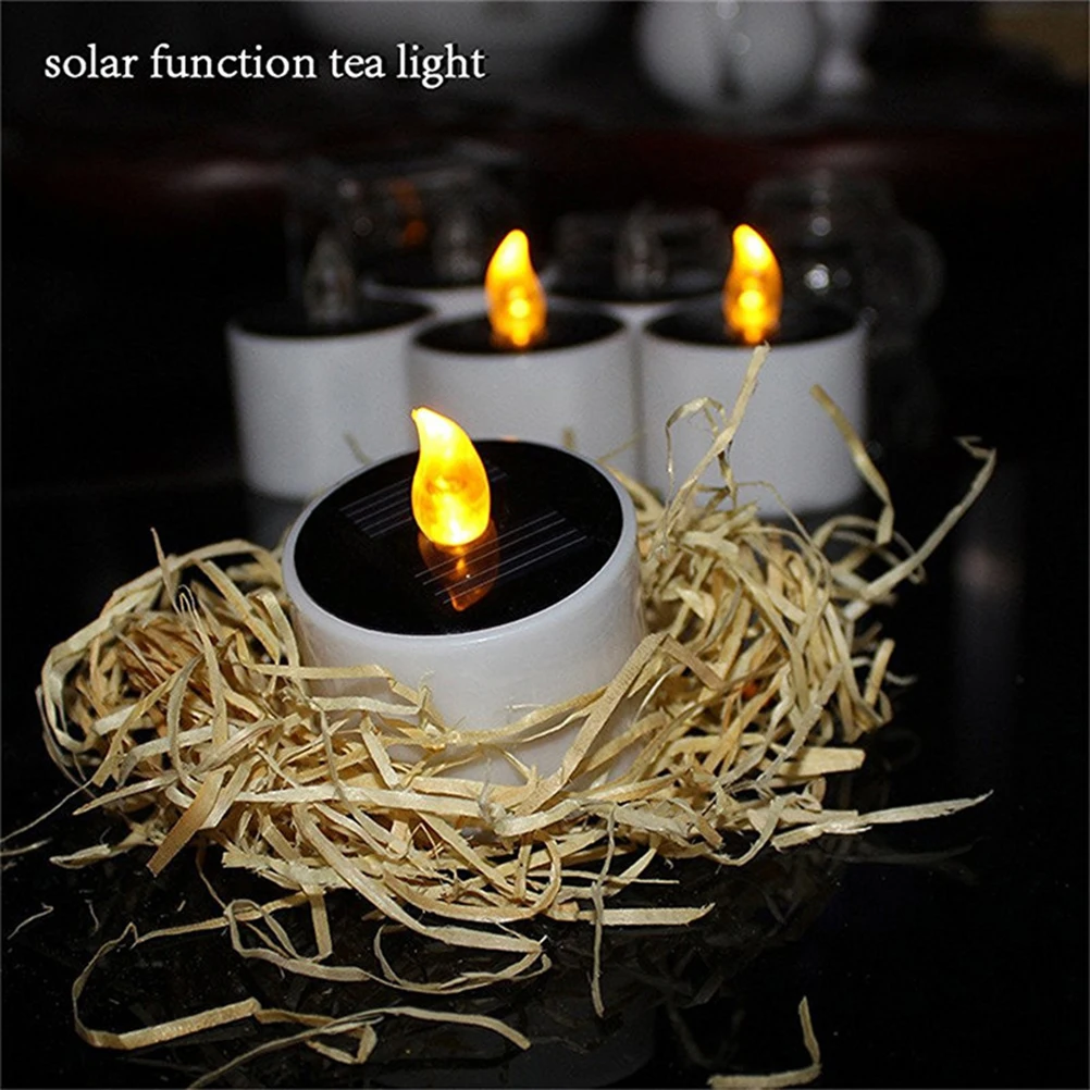 Solare Kerze Power LED Kerzen Flammenlose elektronische Rundlichter DIY  Dekor 