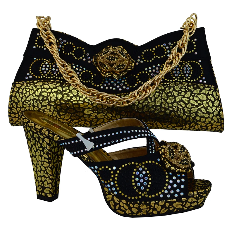 2016 Nigeria dress matching shoes and bags italy high quality african shoe and bag set for party