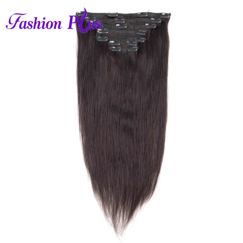 

Fashion Plus Clip In Human Hair Extensions 7pcs/set 120g Full Head Brazilian Machine Made Remy Straight Hair 18inch-22inch