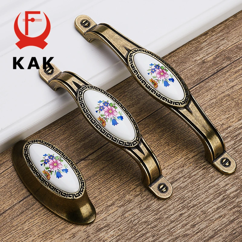 KAK Antique Bronze Ceramic Cabinet Handles Zinc Alloy Drawer Knobs Wardrobe Door Handles Morning Glory European Furniture Handle KAK Antique Bronze Ceramic Cabinet Handles Zinc Alloy Drawer Knobs Wardrobe Door Handles Morning Glory European Furniture Handle