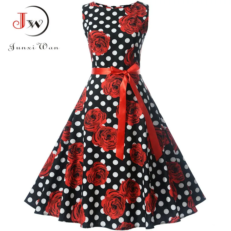 

Plus Size Women Vintage Dress Robe Vestidos Hepburn 50s 60s Polka Dot Party Dresses Casual Elegant Rockabilly Pin Up Sundress
