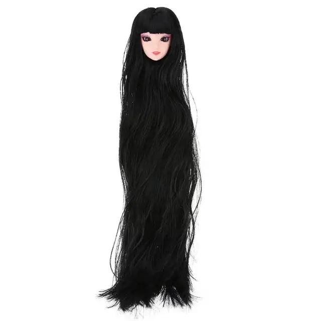 Kids Long Hair Dolls Play Toys Girls Plastic Long Wig Doll Head