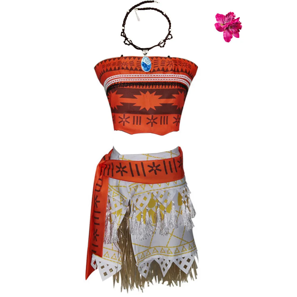Adult Kids Princess Vaiana Moana Costume Dresses With Necklace Wig Women Girls Halloween Party Moana Dress Cosplay Full Set Buy At The Price Of 5 25 In Aliexpress Com Imall Com