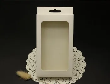 

Size 15.6*9*1.5cm postcard photos paper card packing box kraft window Box mobile phone case packaging boxes