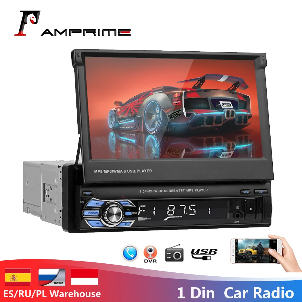 

AMPrime 1 din Car radio 7" Universal MP5 Player Touch Car Stereo Bluetooth Player FM USB 1Din Car Radio Stereo Cassette Recorder
