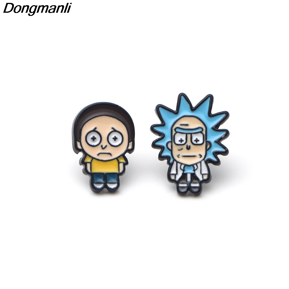 L2491 Рик и Морти огурец металлические эмалированные серьги-гвоздики для женщин эмалированные Серьги Ювелирные изделия Подарки для девочек