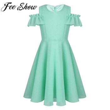

Teenager Ruffle Sleeves Mesh Dresses for girls clothing age 6 8 10 12 14 Year 2018 New Big Girls party dress Children vestido