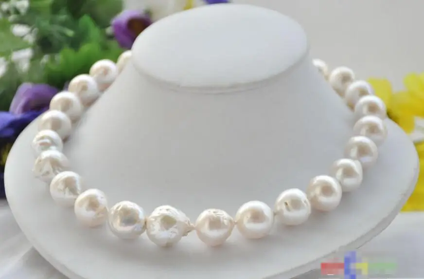 

Hot sale new Style >>>>>18" 14mm WHITE ALMOST ROUND Edison REBORN PEARL NECKLACE