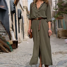 Spring/summer fashion loose long sleeve dress with belt casual commuter office shirt temperament dress 2019 Spring/summer fashion loose long sleeve dress with belt casual commuter office shirt temperament dress 2019