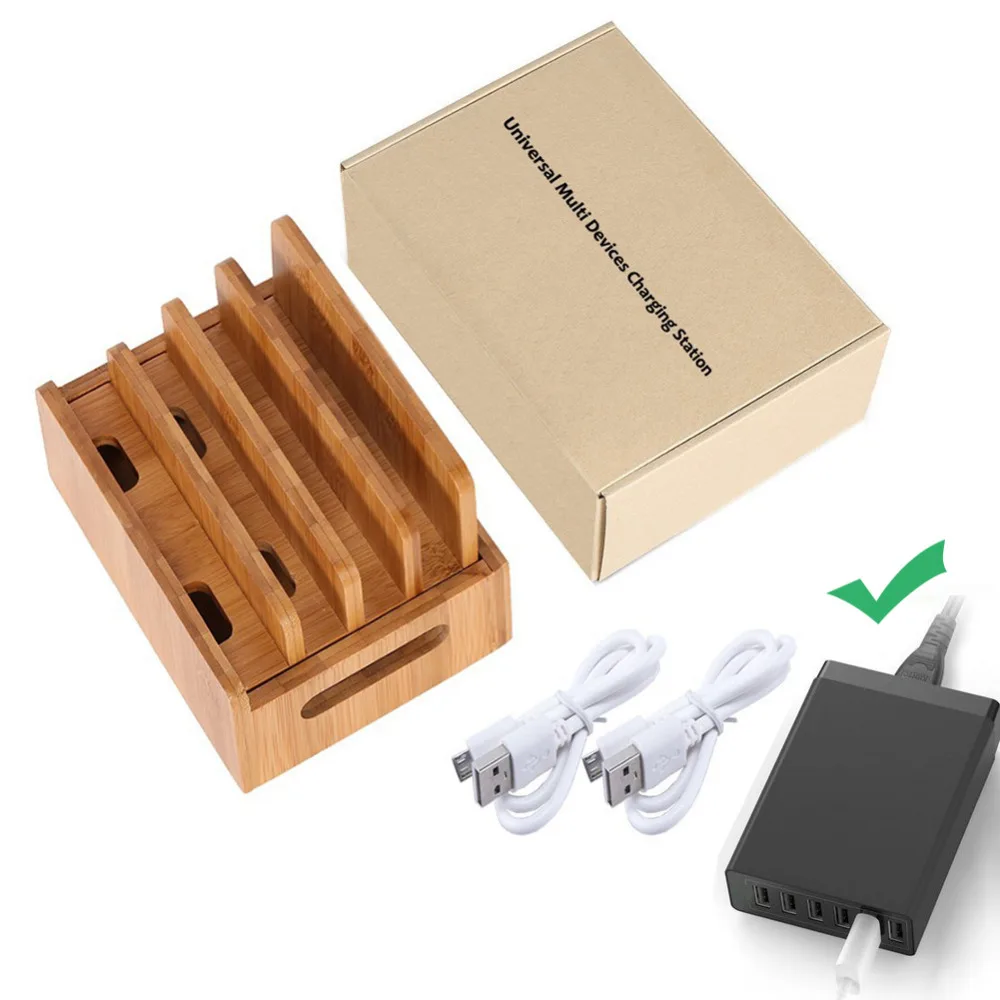 Bamboo Charging 5V 10A 6 USB Ports Charger US EU UK AU